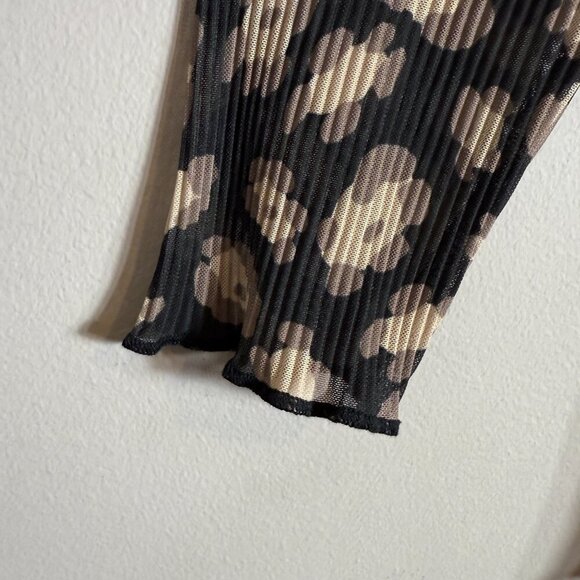 W5 Anthropologie Leopard Print Mock Neck Mesh Blouse Top Women's Large Career - Picture 8 of 12